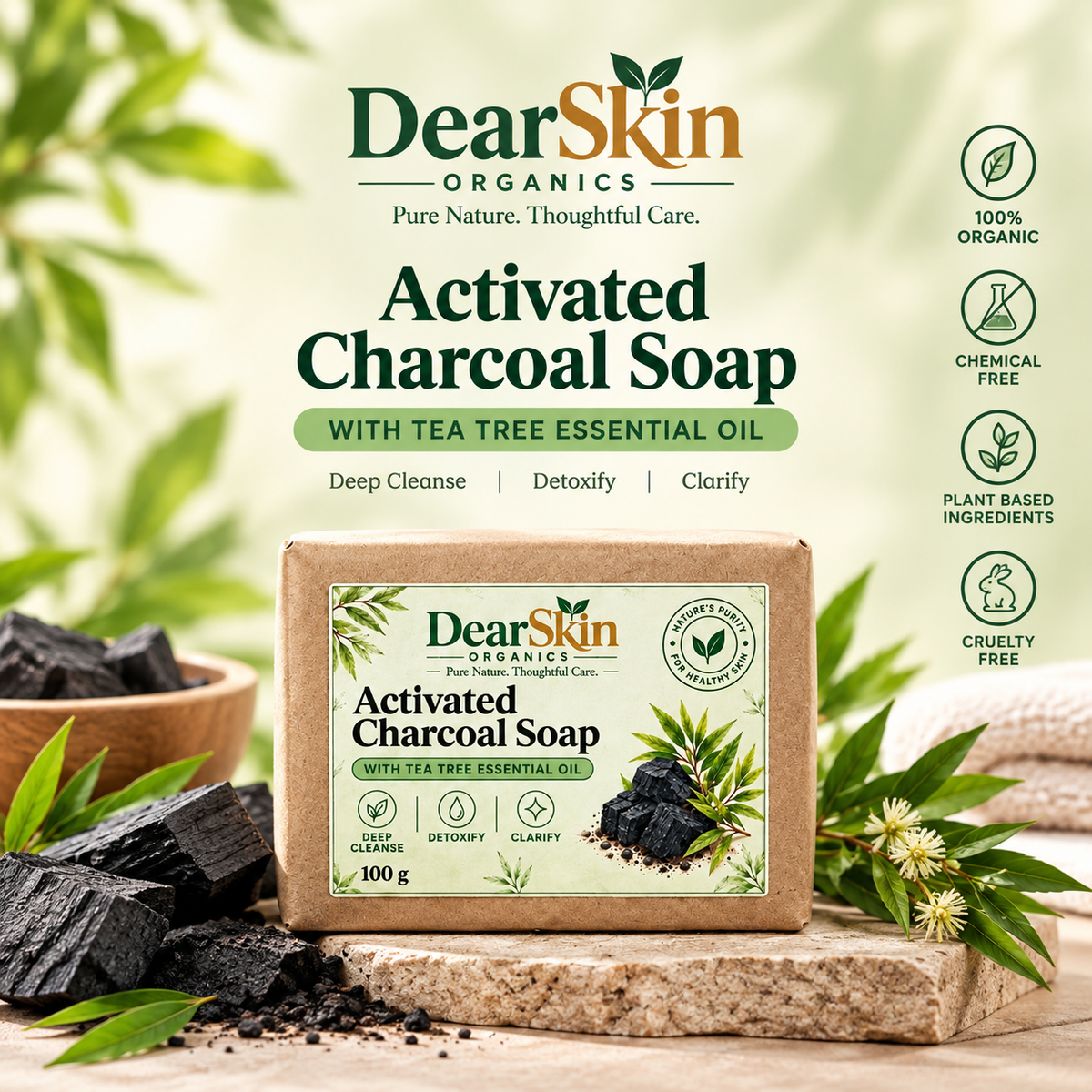 Activated Charcoal Soap With Tea Tree Oil