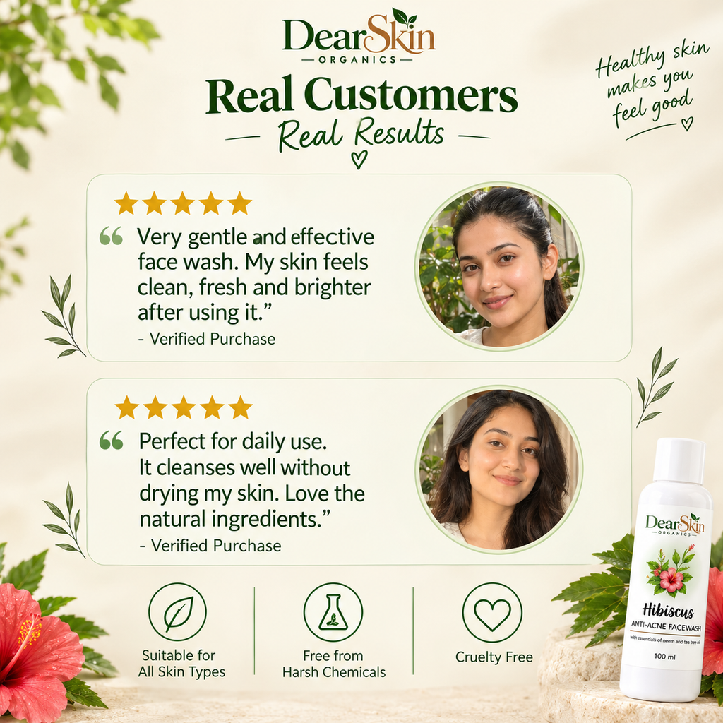 DearSkin Hibiscus Anti-Acne Face Wash with Neem & Tea Tree Oil | Gentle Skin Cleansing Formula with Vegetable Glycerin & Vitamin E | 100 ml