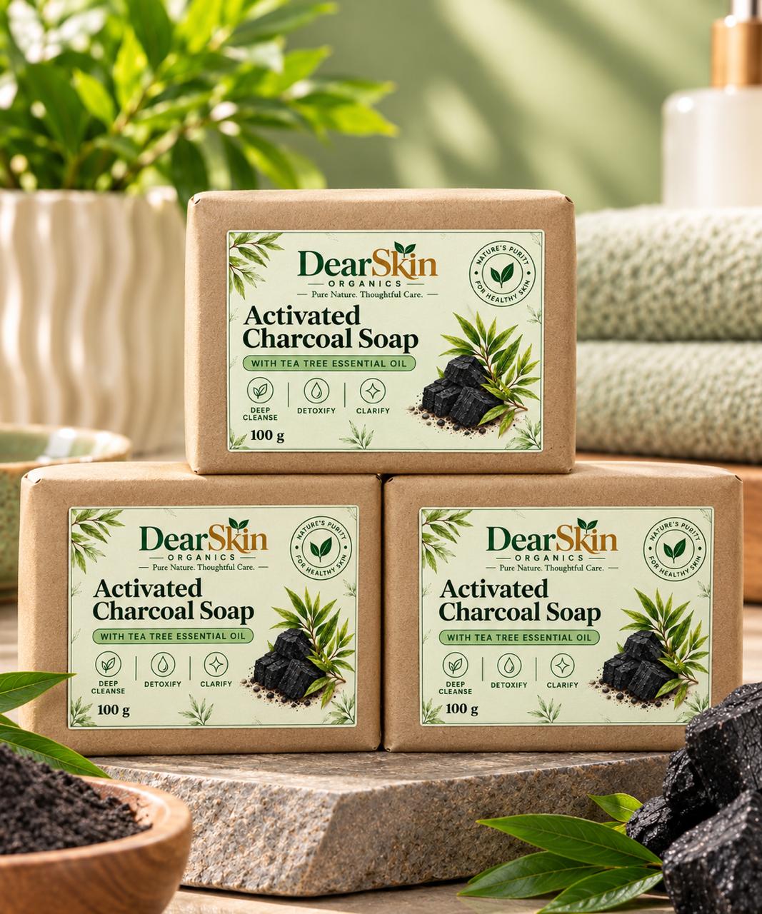 Activated Charcoal Soap with tea tree oil Pack of 3